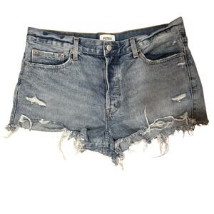 Pistola Distressed High Rise Cutoff Denim Shorts Size 32 Hemp Cotton Blend